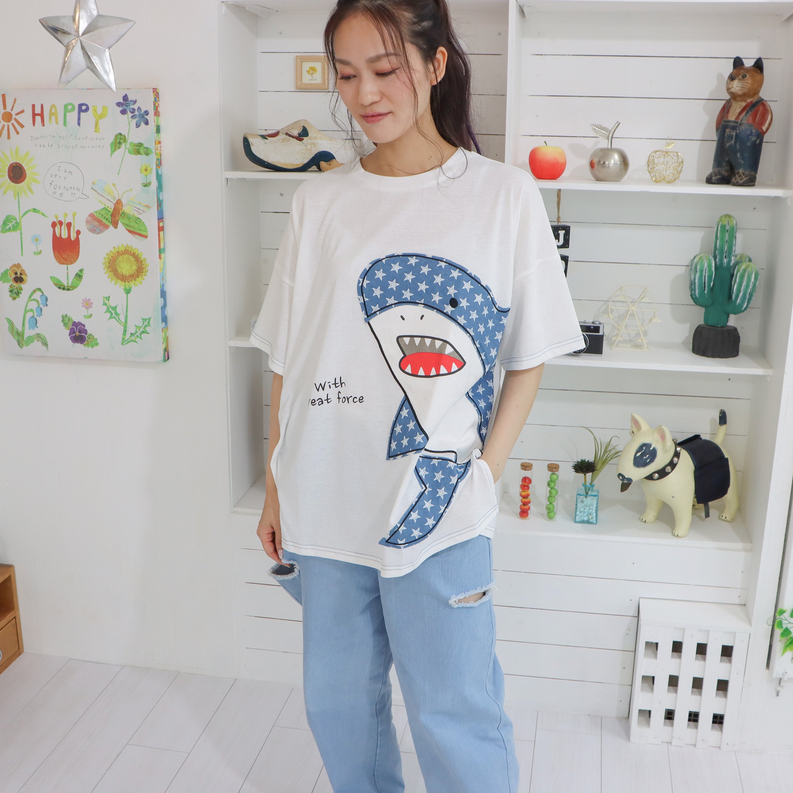 NO.323579 サメデニムスター 刺繍 Tシャツ – Infield fashion